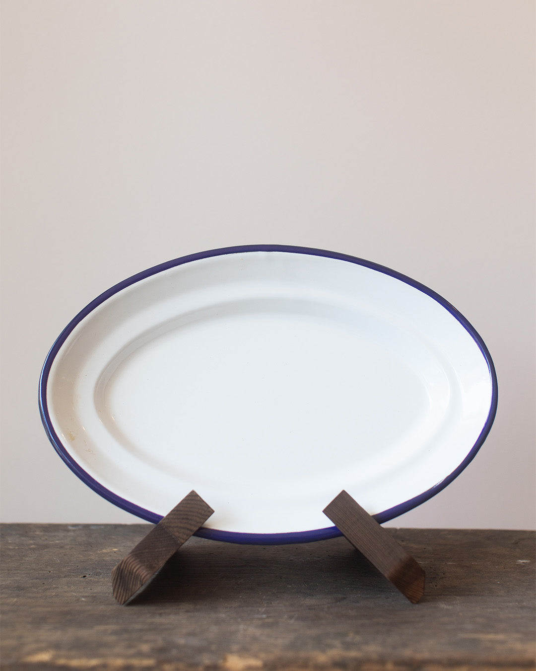 White Enamel Oval Serving Tray