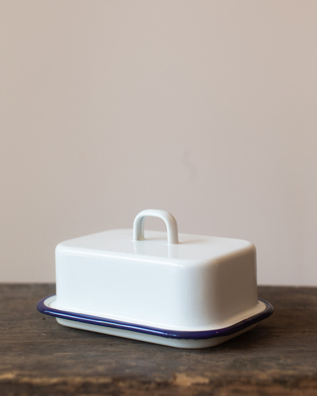 White Enamel Butter Dish and Lid