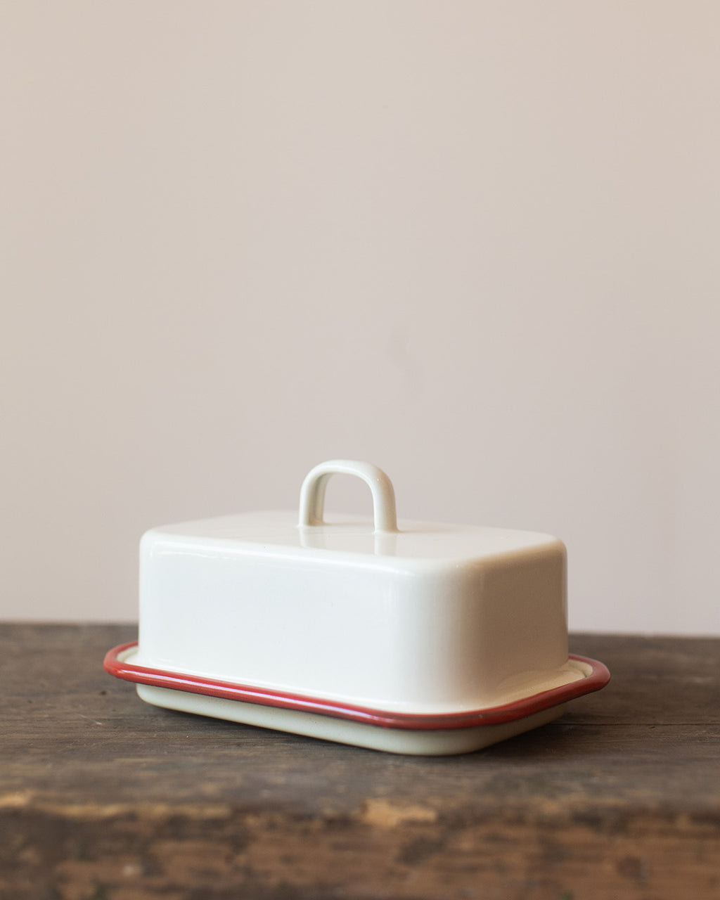 White Enamel Butter Dish and Lid