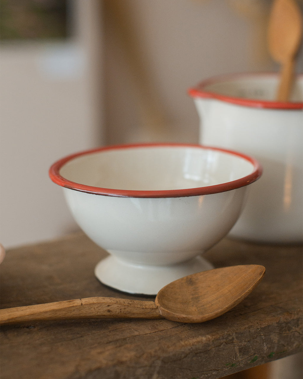 White Enamel Footed Bowl